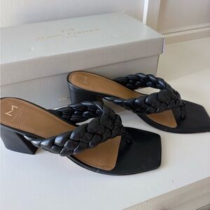 Marc Fisher Black Braided Block Heel Sandals. Sz 8